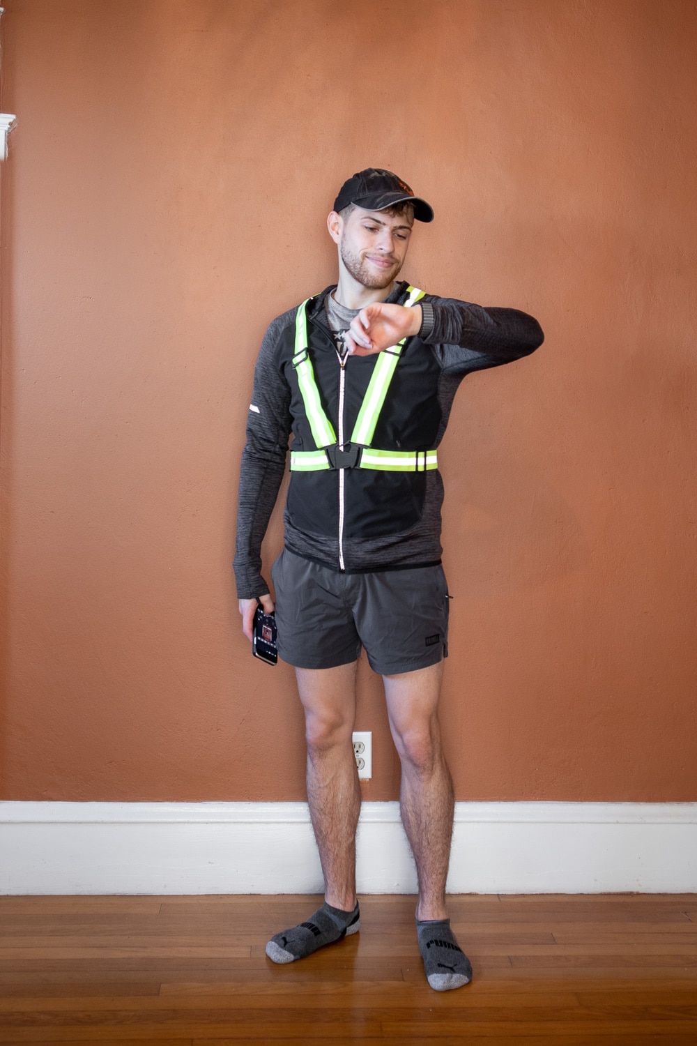 Ryan wearing reflective harness