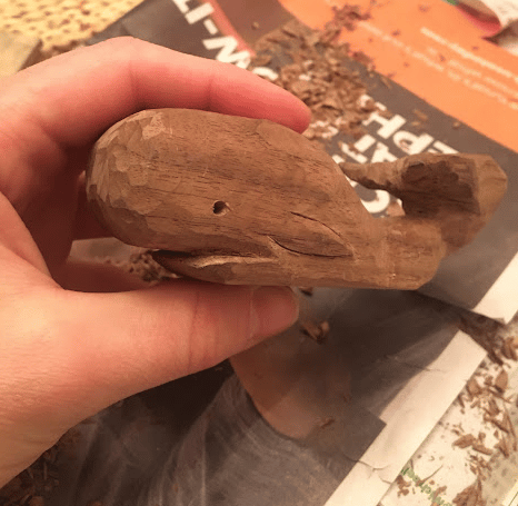 Whittling using whittlers blade