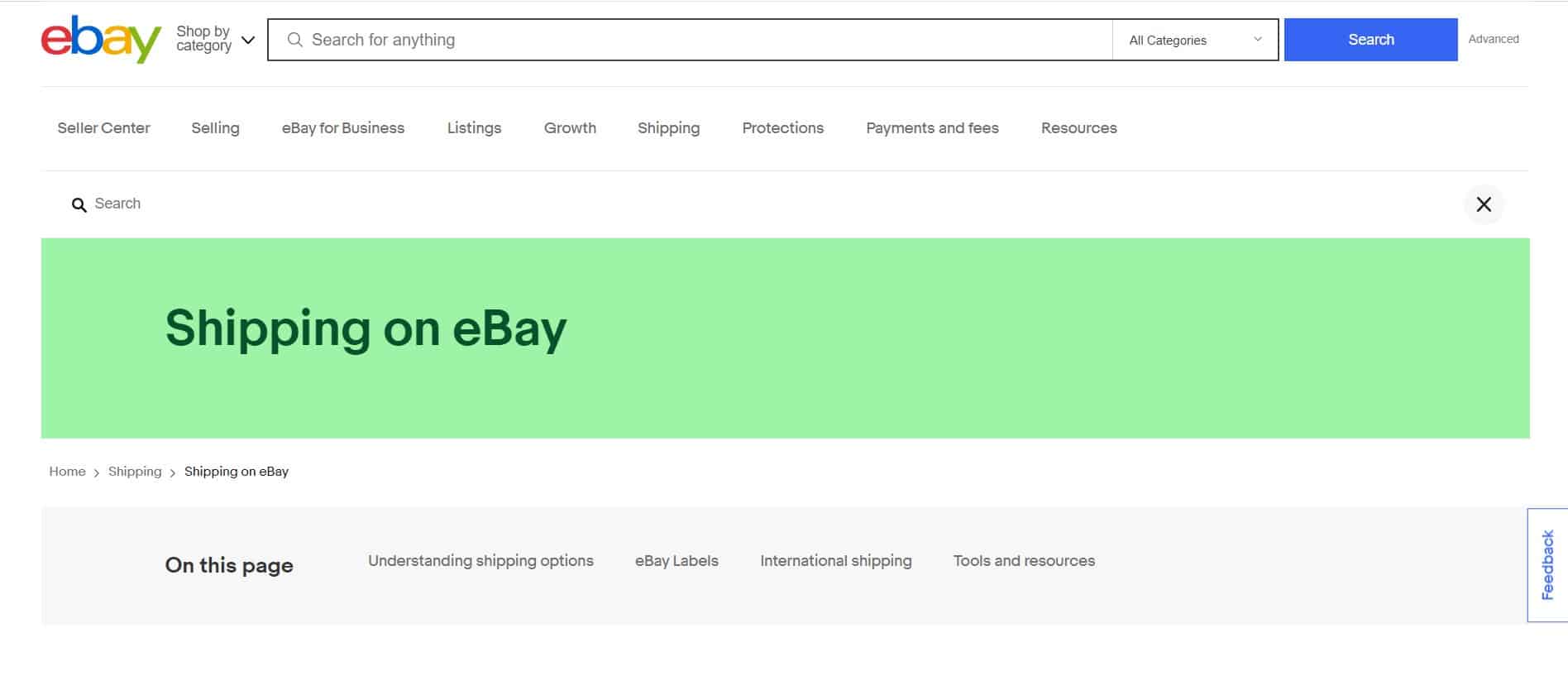 ebay shipping info