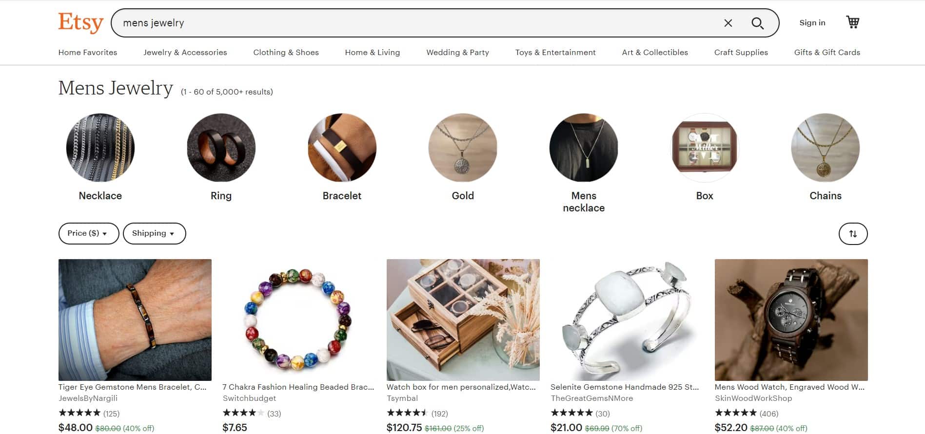 etsy mens jewelry