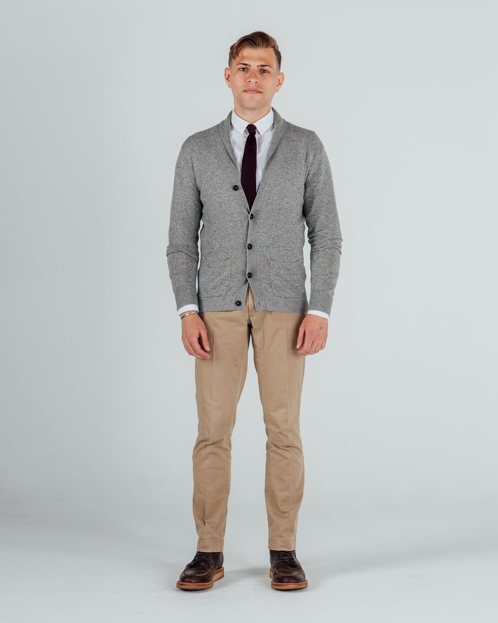 Cardigan Over Shirt and Tie