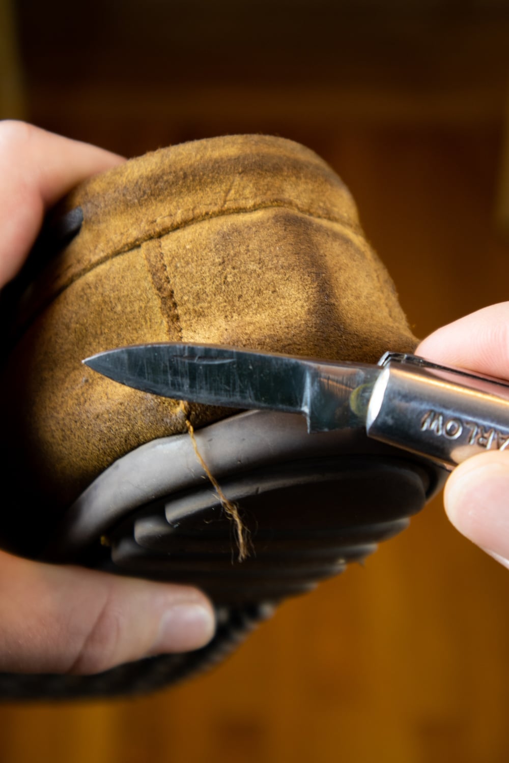 Moccasins Repair Cutting Loose Threads