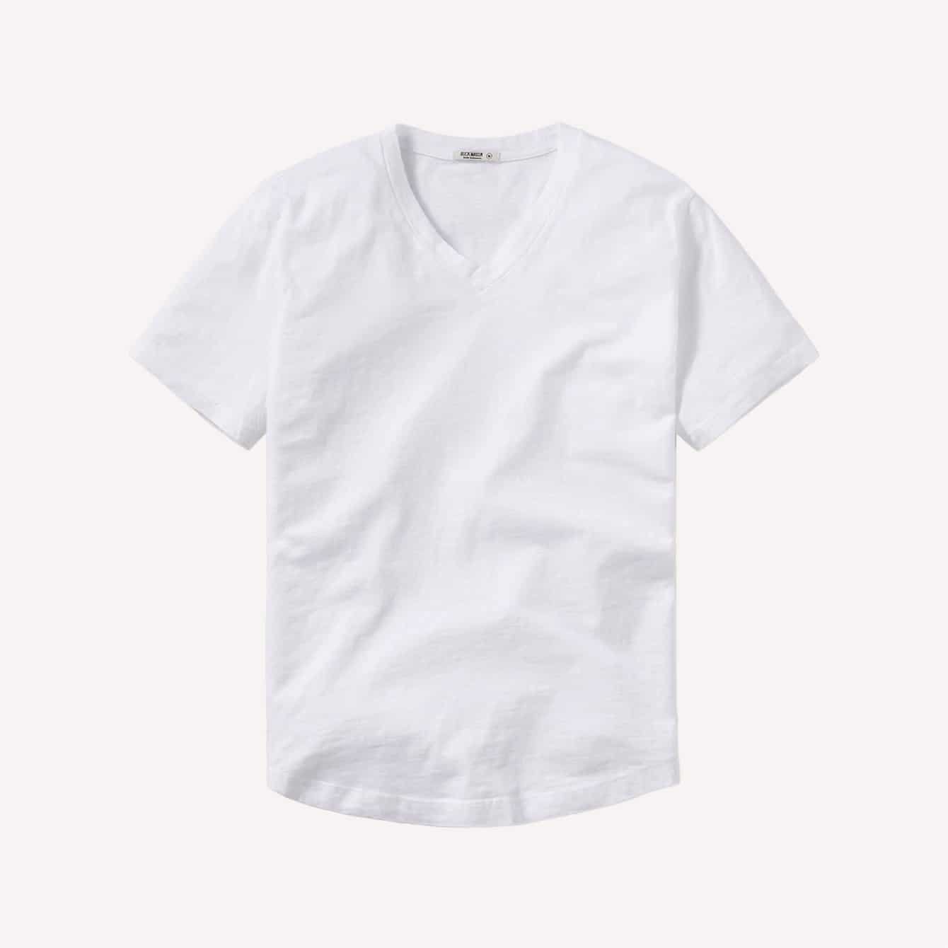 Buck Mason Slub Curved Hem V Neck Tee