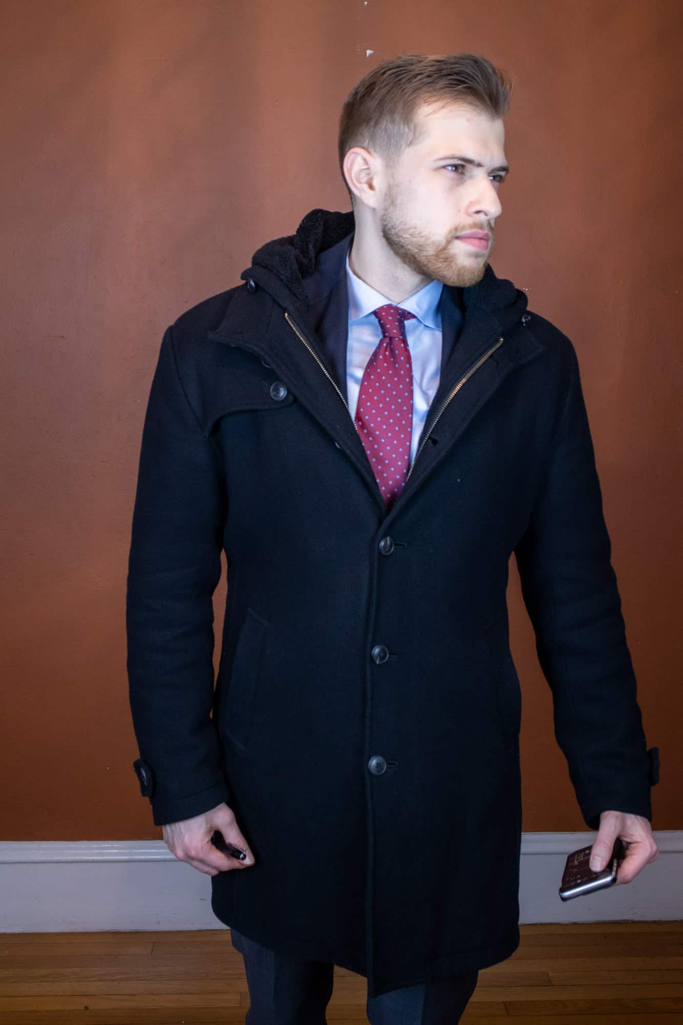 Wearing restored overcoat