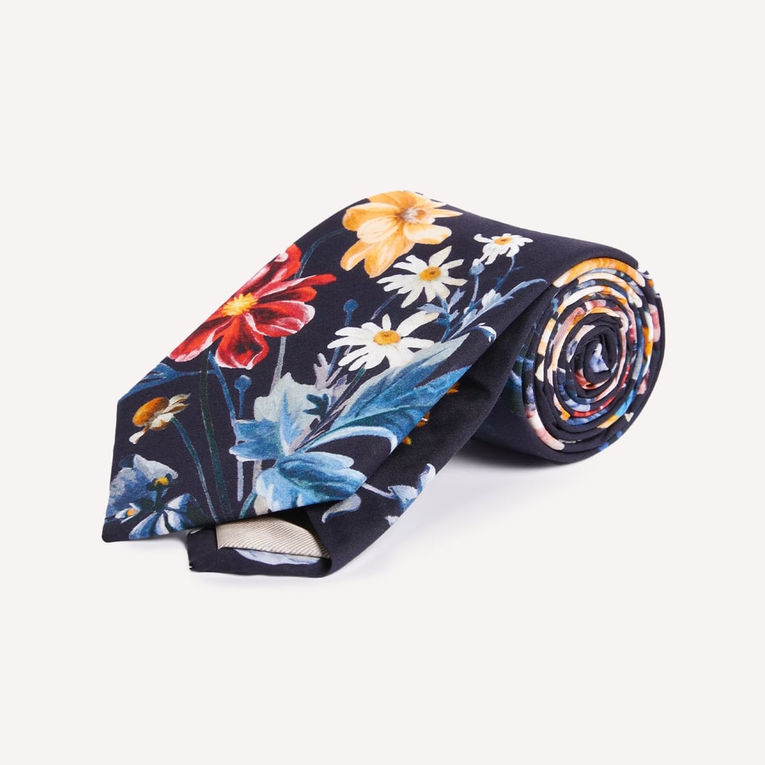 Moss Navy Tropical Print Tie