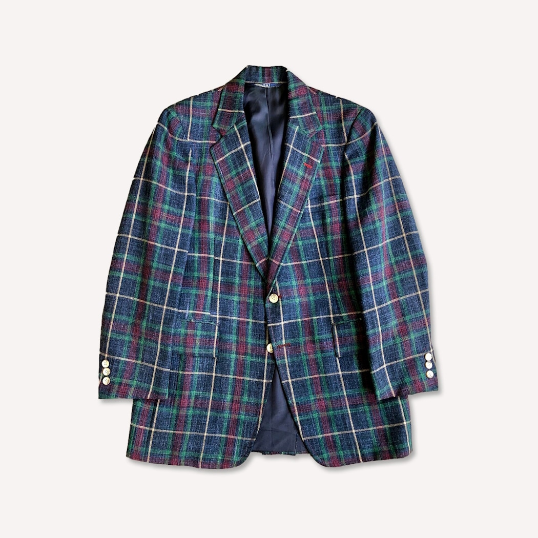 Placid Vintage 1970s Polo Ralph Lauren Plaid Linen Wool Sport Coat