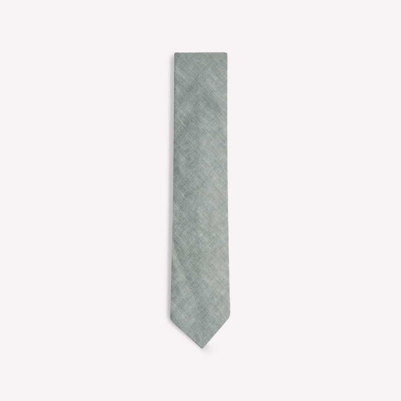 REISS Lazarro Linen Tie in Sage Melange