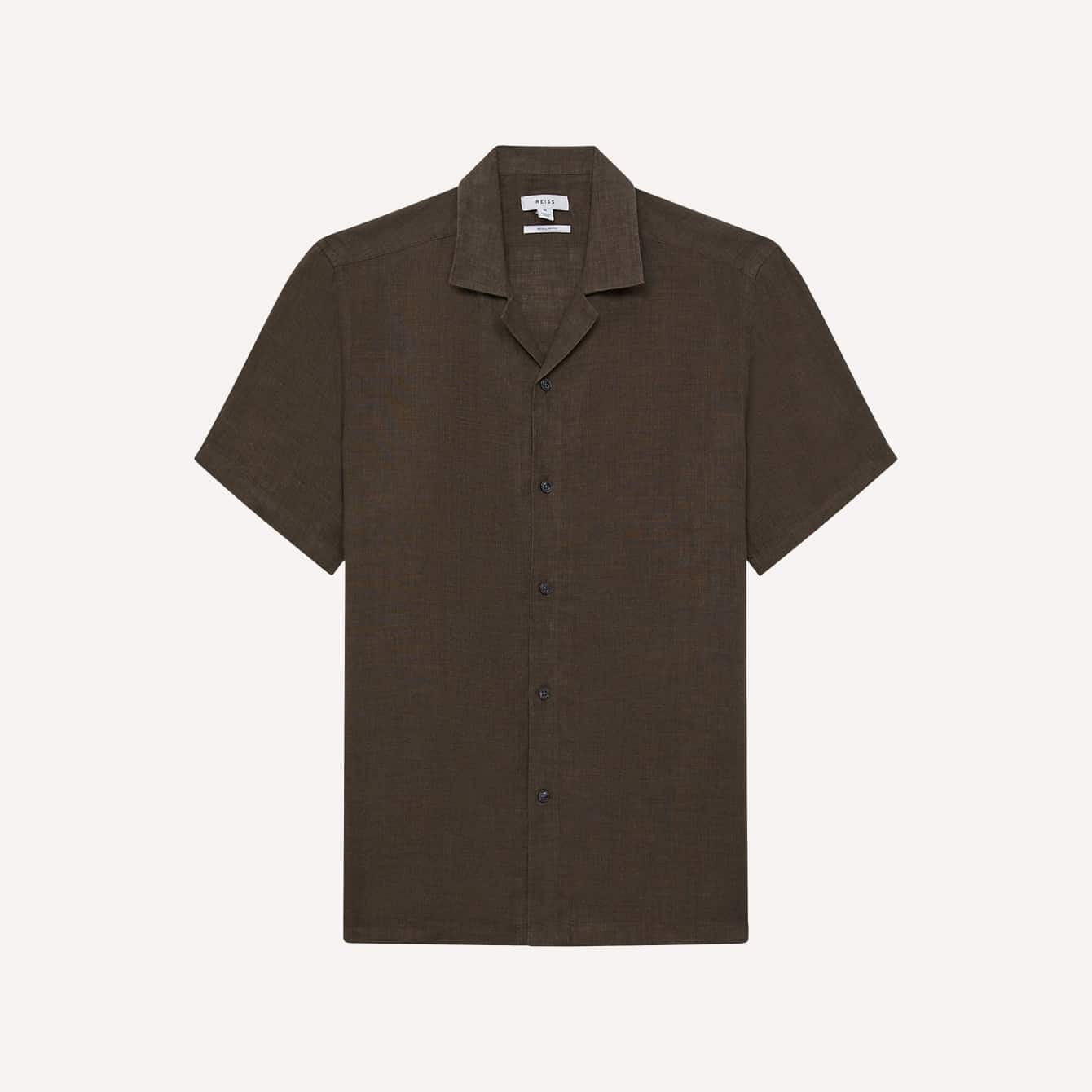 Reiss Rufus Regular Fit Linen Cuban Collar Shirt