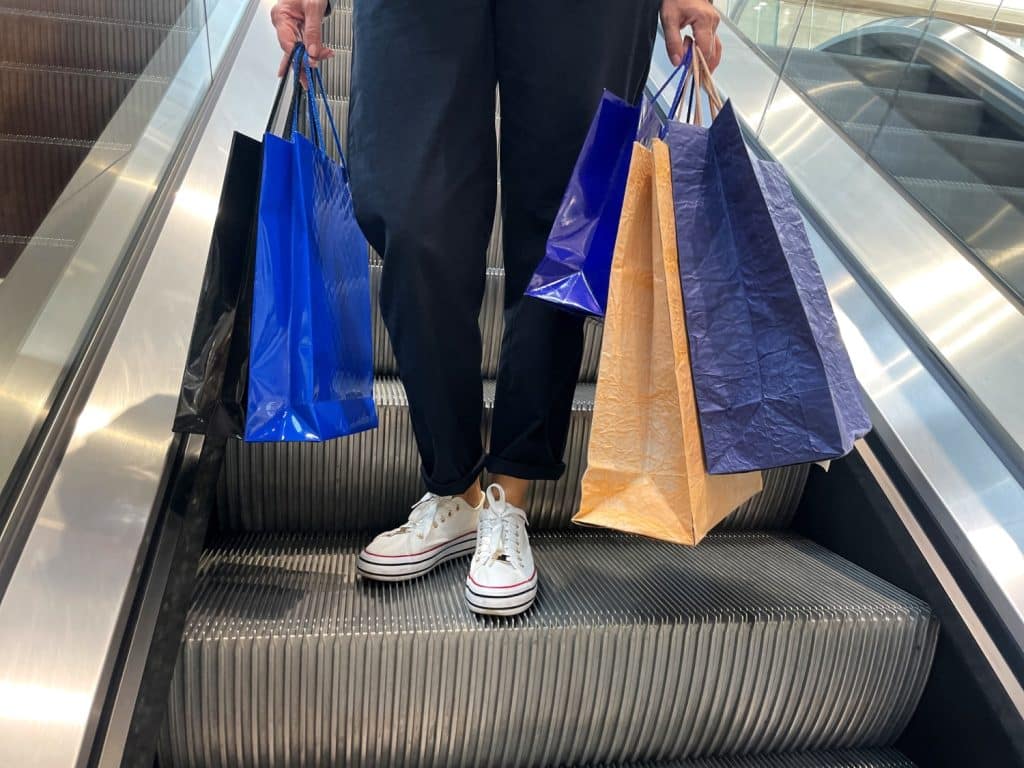 woman holding shopping bags