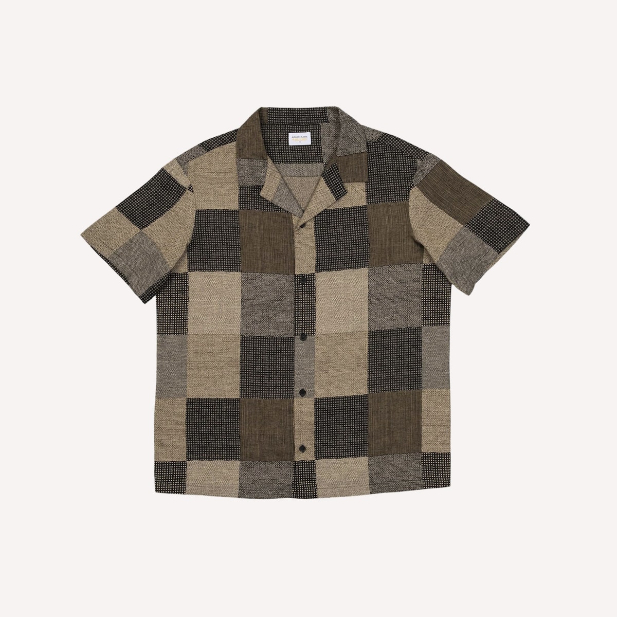 AKASHI KAMA Camp Collar Shirt Earth Patchwork