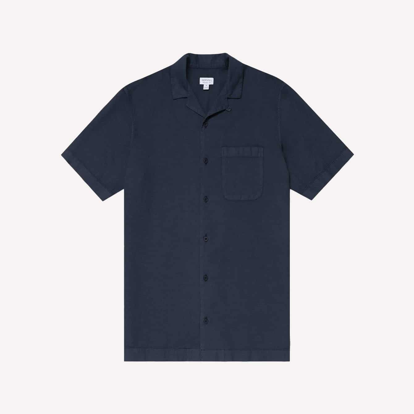 Sunspel Waffle Camp Collar Shirt